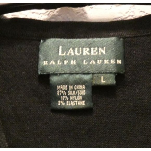 Women's Black Silk and Nylon Tank Top, Ralph Lauren, Large - Picture 2 of 4